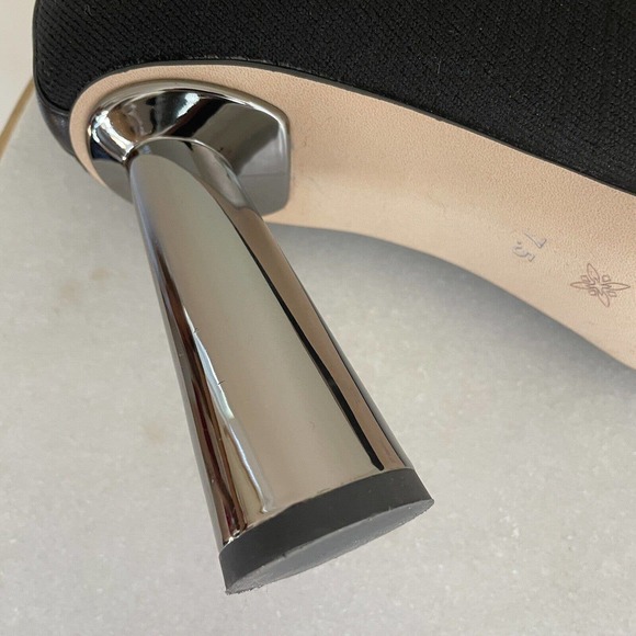 BCBGeneration Conny Black Stretch Fabric Ankle Boot Mirrored Heels Women’s 7.5 - Picture 9 of 16